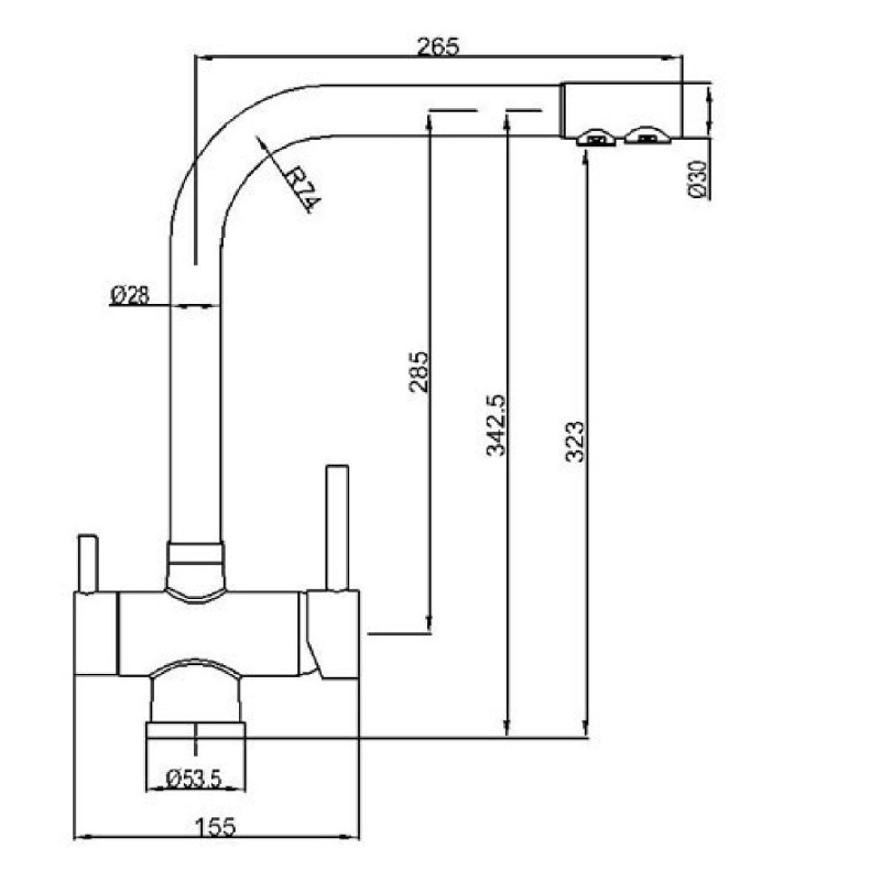 Rubinetto da cucina 3 vie Hèron 1043