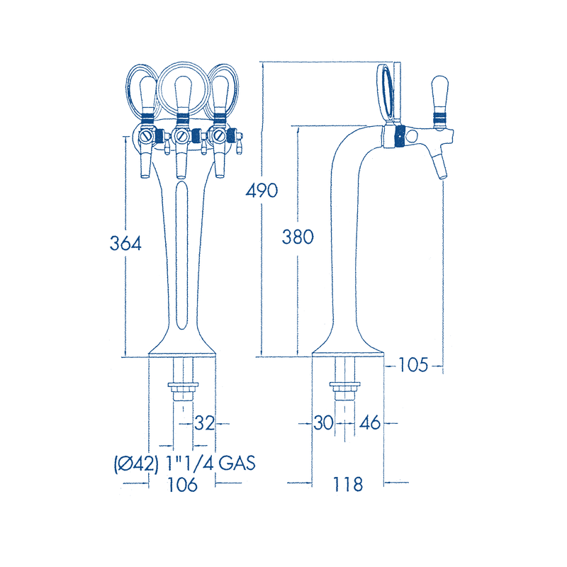 Colonna spillatore lucida cromata o...