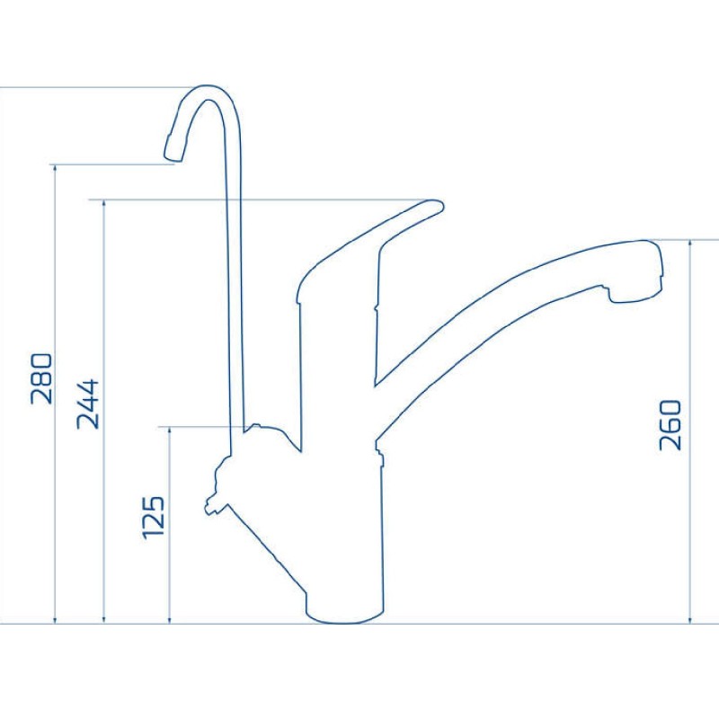 Colibrì 1050 5-way kitchen tap with push button