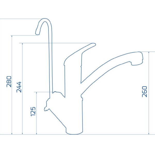 Colibrì 1050 5-way kitchen tap with push button